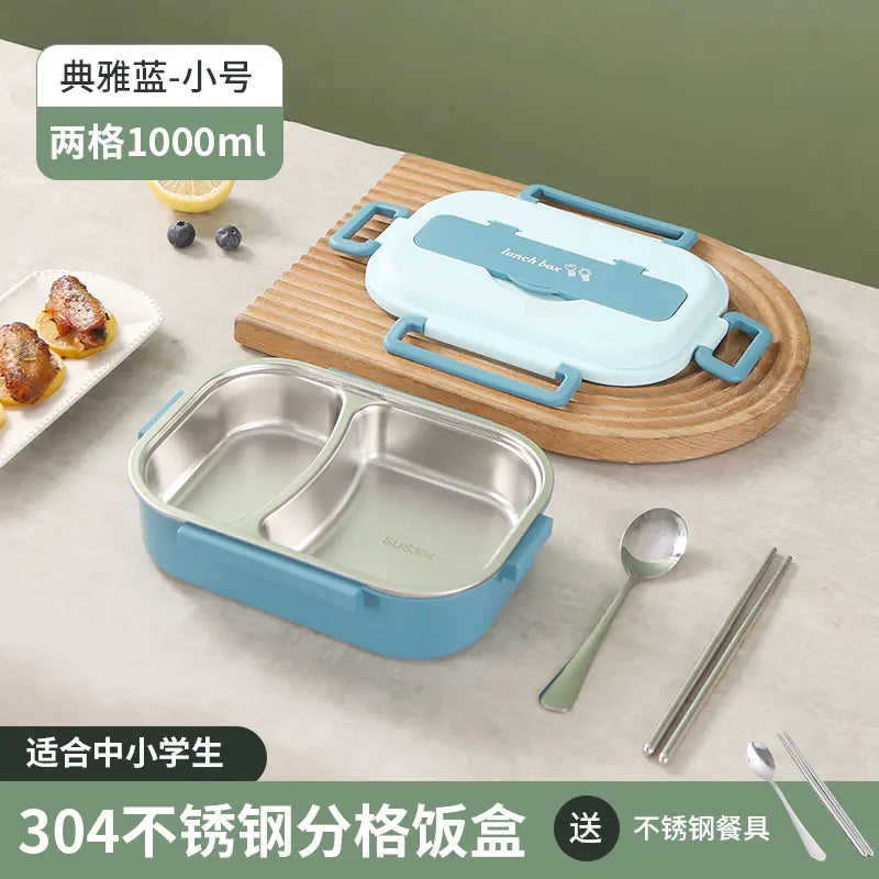 304 Stainless Steel Sealed Bento Box with Five Compartments - Lunqara 