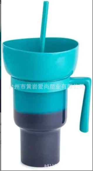 TikTok Snack Cup 1L Portable Drink Cup with Straw