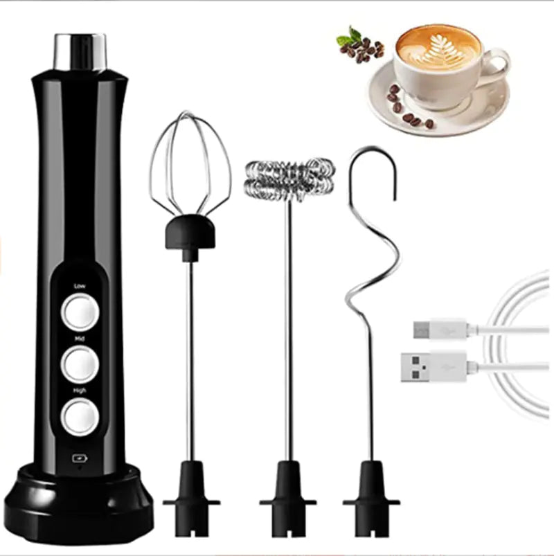 Portable USB Rechargeable Electric Milk Frother - Lunqara