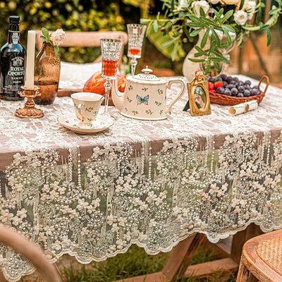 Lace Organza Embroidered Tablecloth - Lunqara