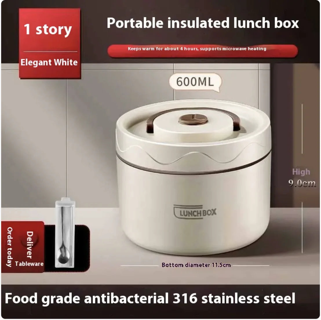 Extra-Long Insulated Stainless Steel Lunch Box