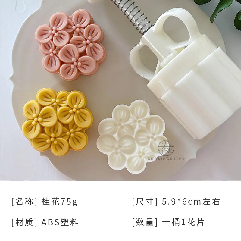 50g Mid-Autumn Festival Mooncake Mold with Floral Design - Lunqara 