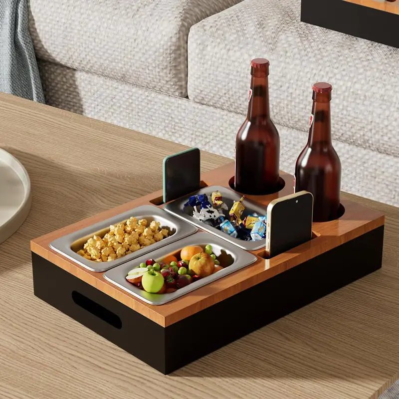 Wooden Snack Tray Table Stand Storage Box - Lunqara