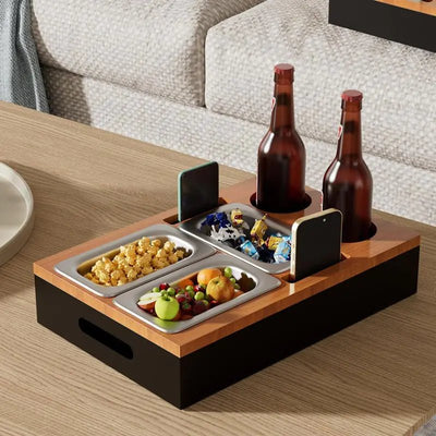 Wooden Snack Tray Table Stand Storage Box - Lunqara