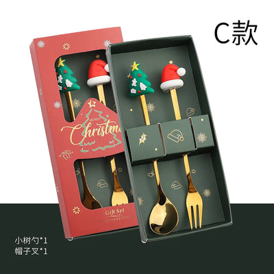 Stainless Steel Christmas Spoon Set with Forks