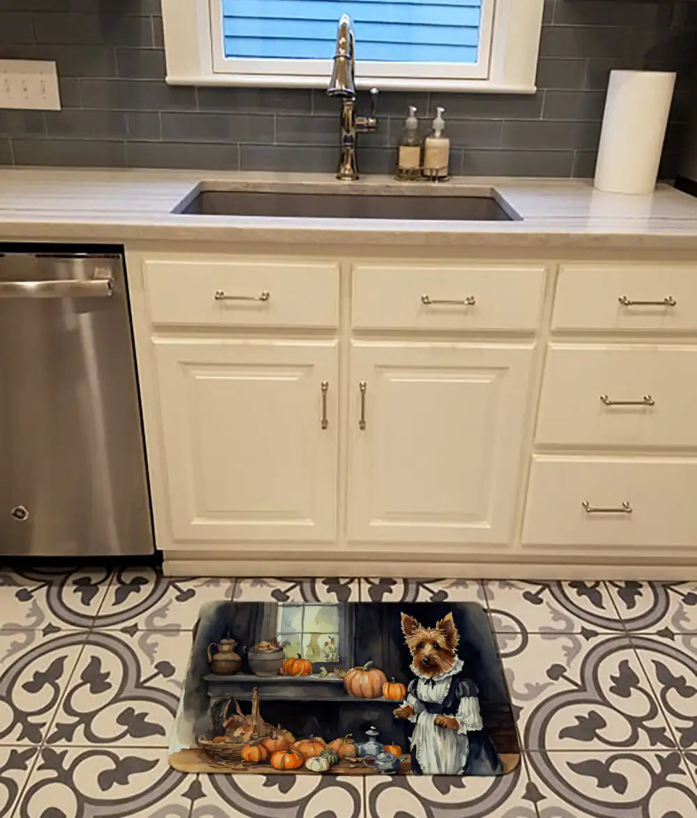 Australian Terrier Fall Kitchen Pumpkins Memory Foam Kitchen Mat - Lunqara 