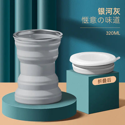 Portable Silicone Folding Travel Cup with Lid - Lunqara