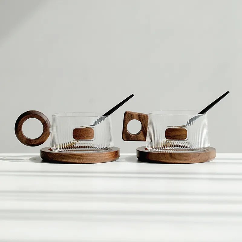 Walnut Glass Coffee Cup Set - Lunqara