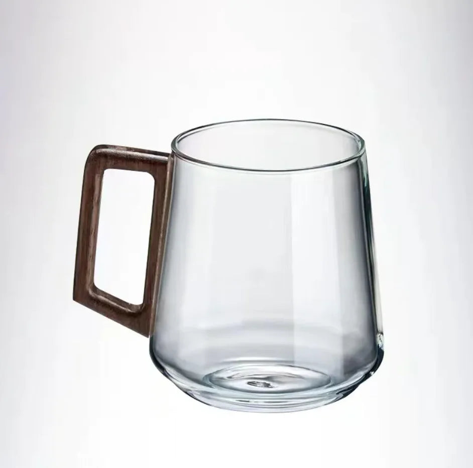 Glass Tea Cup with Wooden Handle