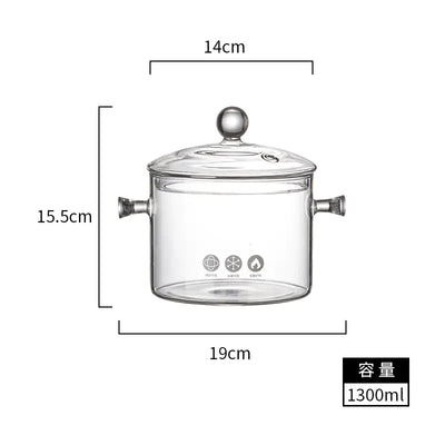 Glass Double-Handled Soup Pot with Electric Stove