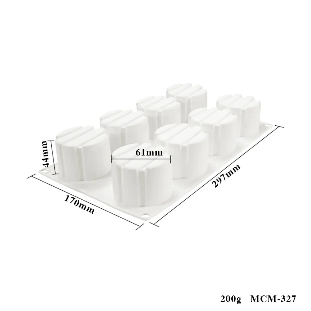 8-Cavity Striped Silicone Cake Mold for Baking