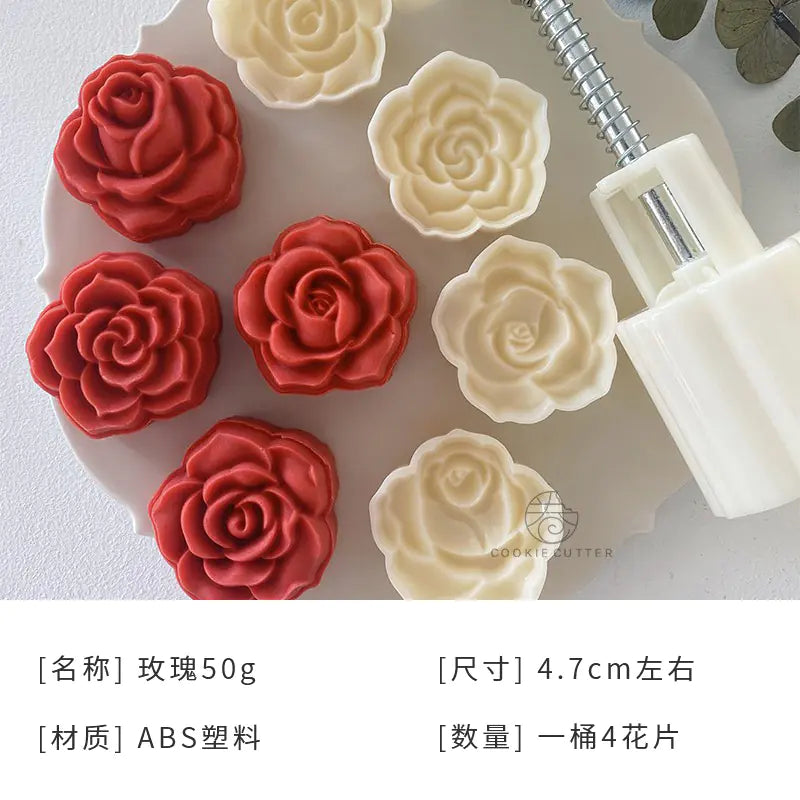 50g Mid-Autumn Festival Mooncake Mold with Floral Design - Lunqara 