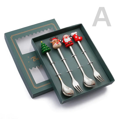Cartoon Christmas Spoon Cutlery Set for Desserts