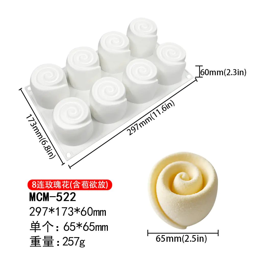 8 - Cavity Rose Silicone Mousse Mold for DIY Gifts - Lunqara