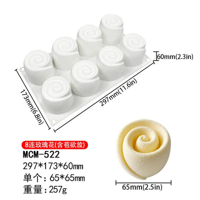 8 - Cavity Rose Silicone Mousse Mold for DIY Gifts - Lunqara