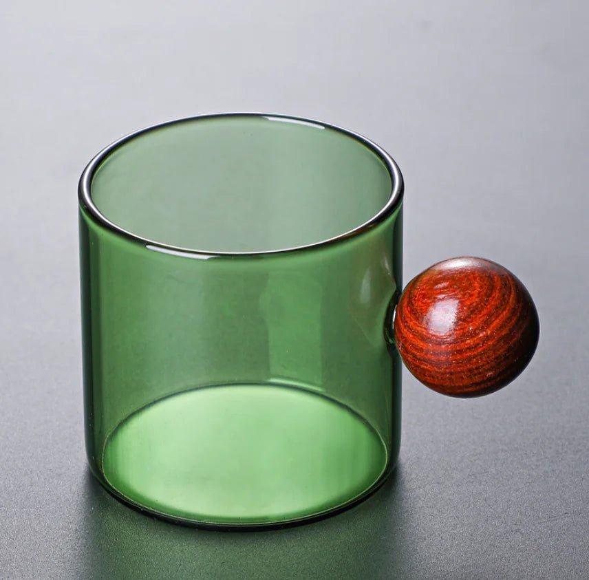 Coloured Coffee Cup with Wooden Handle - Lunqara