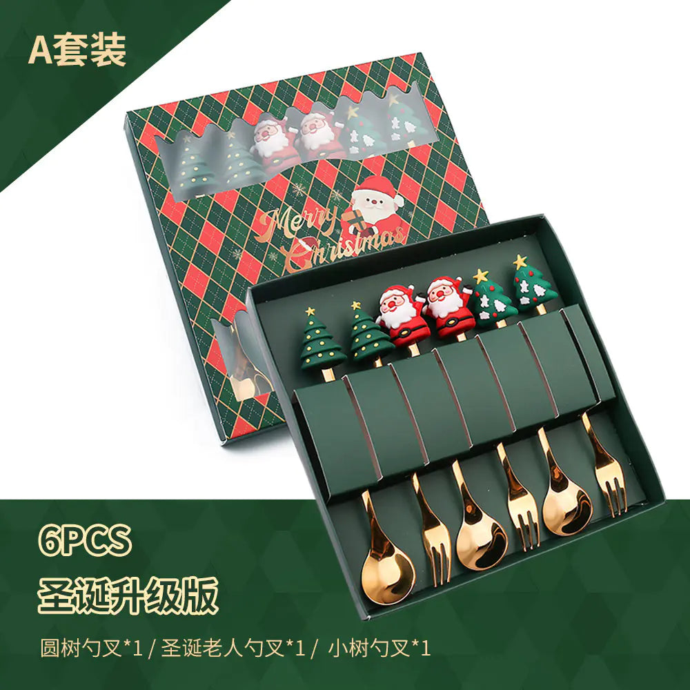 Stainless Steel Christmas Spoon Set with Forks