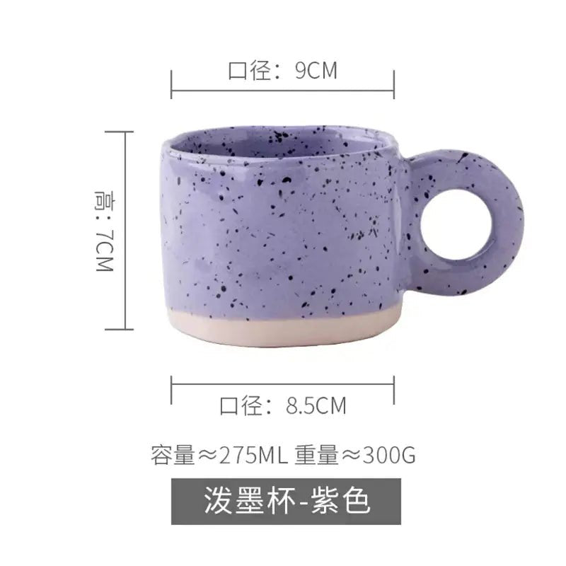 Korean Style Ink Splash Ceramic Mug for Coffee and Tea - Lunqara
