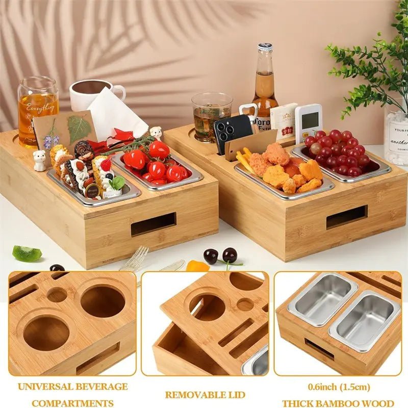 Wooden Snack Tray Table Stand Storage Box - Lunqara