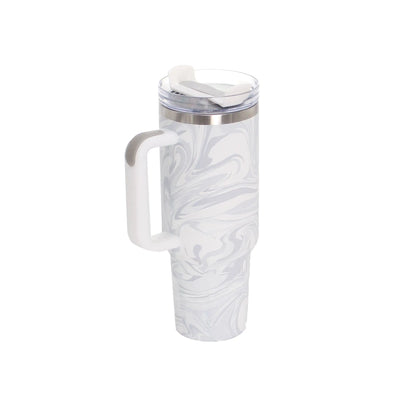 40oz Stainless Steel Travel Mug with Straw & Handle - Lunqara