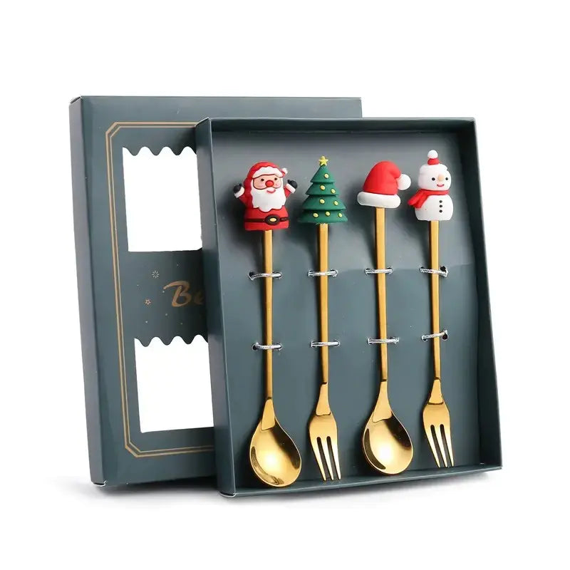 Stainless Steel Christmas Spoon Set with Forks