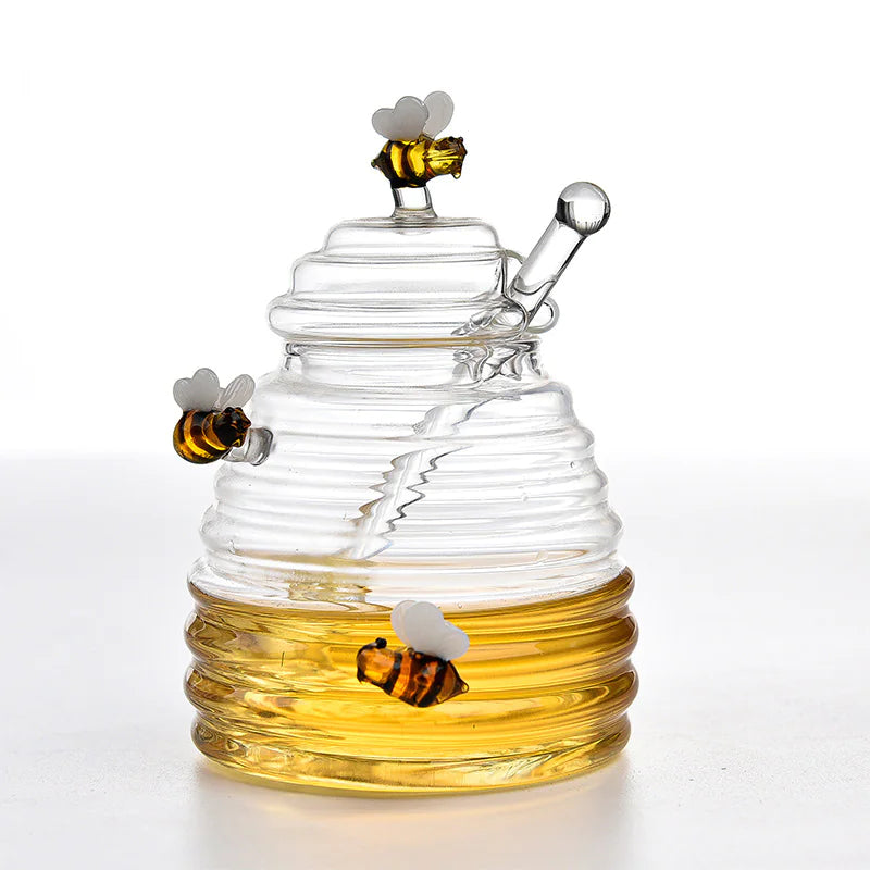 Creative Glass Honey Jar with Lid for Home Use - Lunqara 