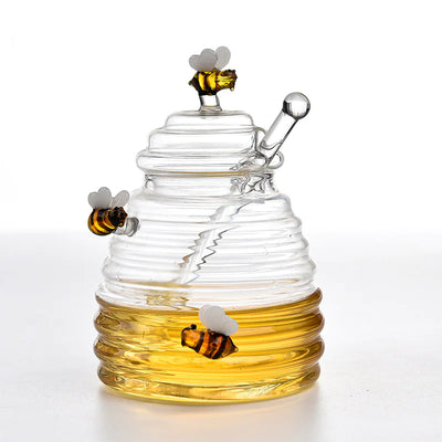 Creative Glass Honey Jar with Lid for Home Use - Lunqara 