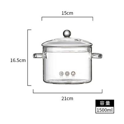 Glass Double-Handled Soup Pot with Electric Stove