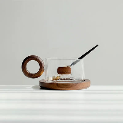 Walnut Glass Coffee Cup Set - Lunqara