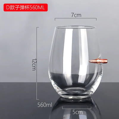 Creative Glass Whiskey Cup with Bullet Design - Lunqara