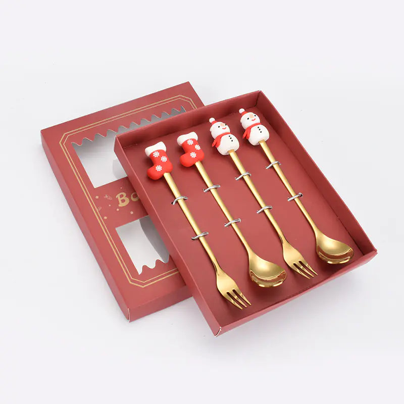 Stainless Steel Christmas Spoon Set with Forks