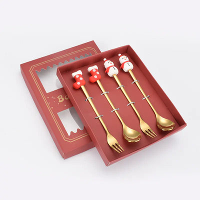 Stainless Steel Christmas Spoon Set with Forks