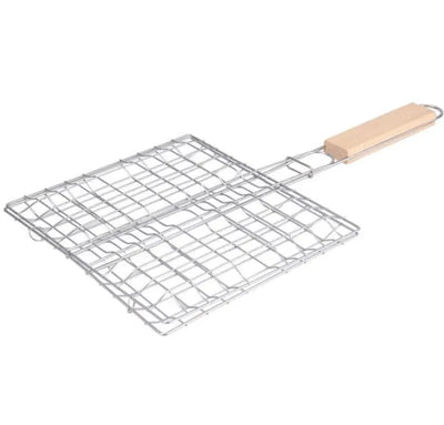Square Outdoor Grill with Wooden Handle