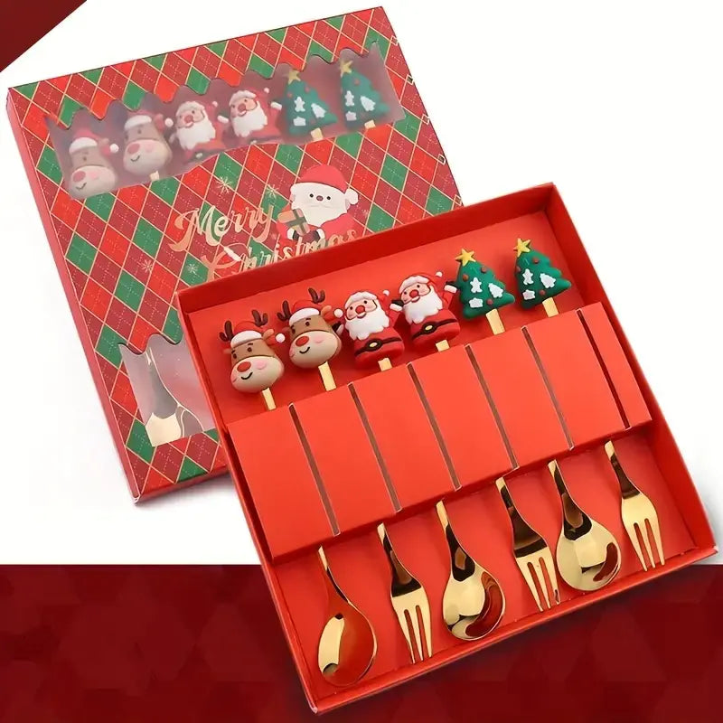 Stainless Steel Christmas Spoon Set with Forks
