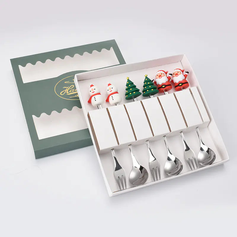 Stainless Steel Christmas Spoon Set with Forks