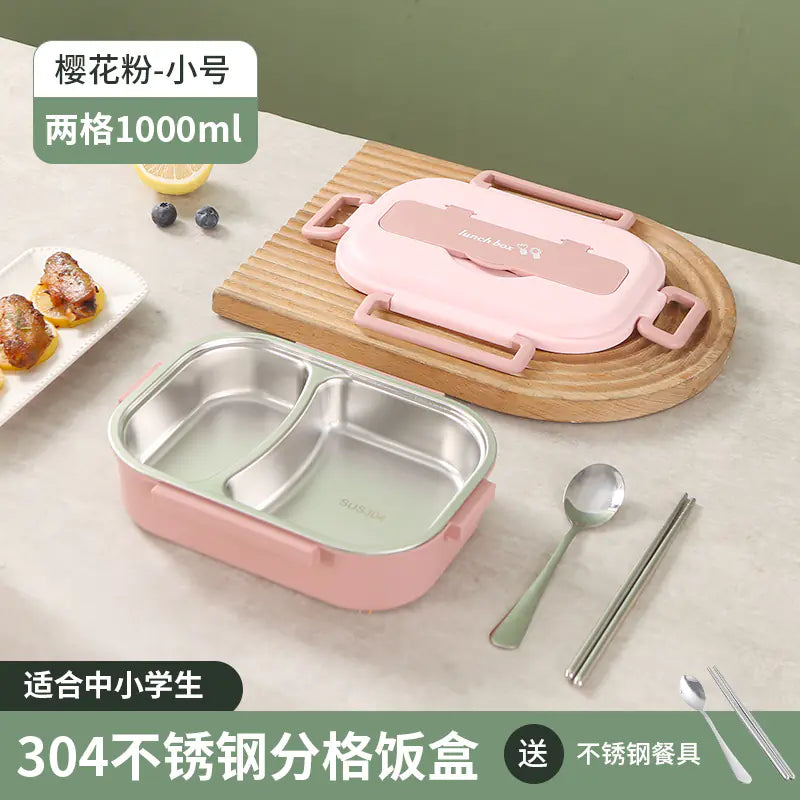 304 Stainless Steel Sealed Bento Box with Five Compartments - Lunqara 