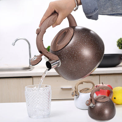 Stainless Steel Whistling Teakettle with Wooden Handle