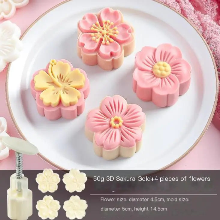 50g 3D Hibiscus Cherry Blossom Mooncake Mould