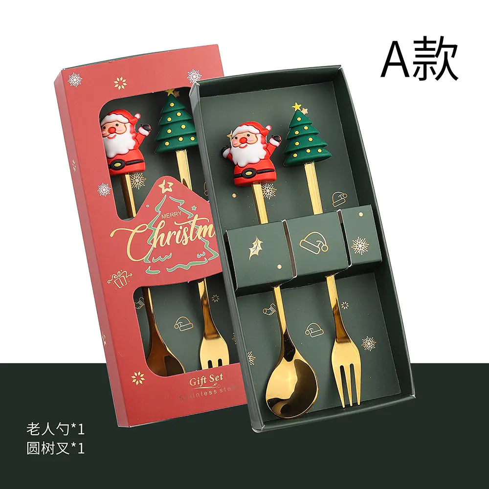 Stainless Steel Christmas Spoon Set with Forks