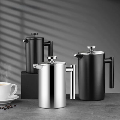 304 Stainless Steel Double - Layer French Press Coffee Pot - Lunqara