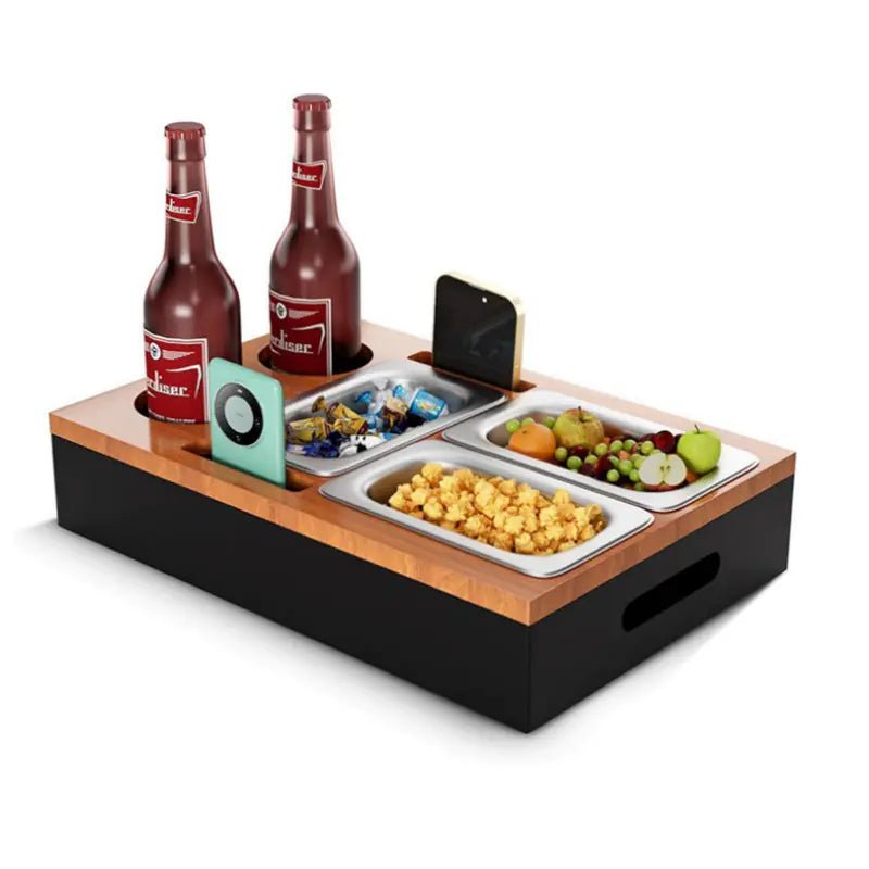 Wooden Snack Tray Table Stand Storage Box - Lunqara
