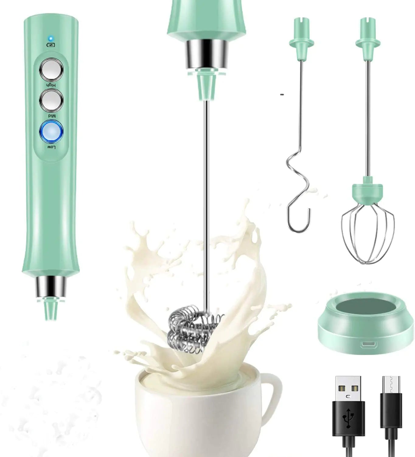 Portable USB Rechargeable Electric Milk Frother - Lunqara