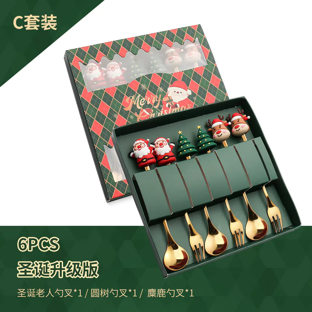 Stainless Steel Christmas Spoon Set with Forks