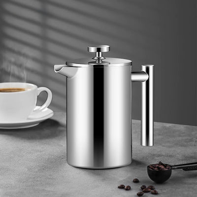 304 Stainless Steel Double - Layer French Press Coffee Pot - Lunqara