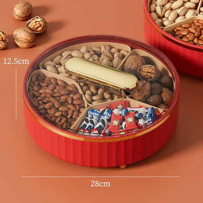 Elegant Rotating Snack Tray with Lid for Fruits & Treats