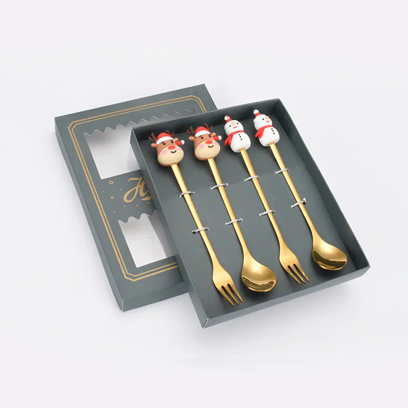 Stainless Steel Christmas Spoon Set with Forks