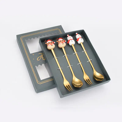 Stainless Steel Christmas Spoon Set with Forks