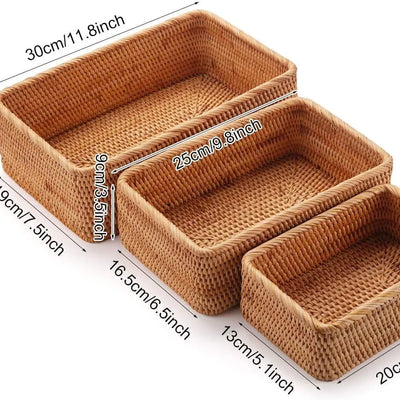 Handmade Vietnamese Wicker Candy Basket Set (3 Pieces) - Lunqara 