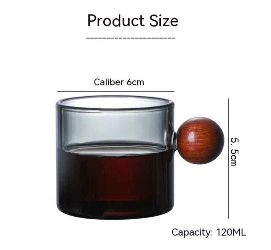 Coloured Coffee Cup with Wooden Handle - Lunqara