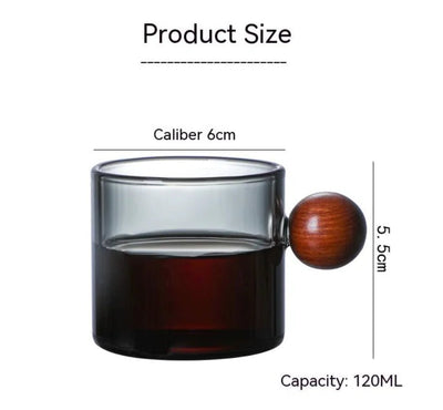 Coloured Coffee Cup with Wooden Handle - Lunqara